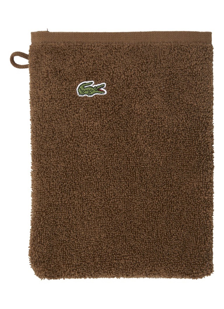 Lacoste L Lecroco washand - 600 gr/m2 - 15 x 21 cm Hazelnootbruin - Deal