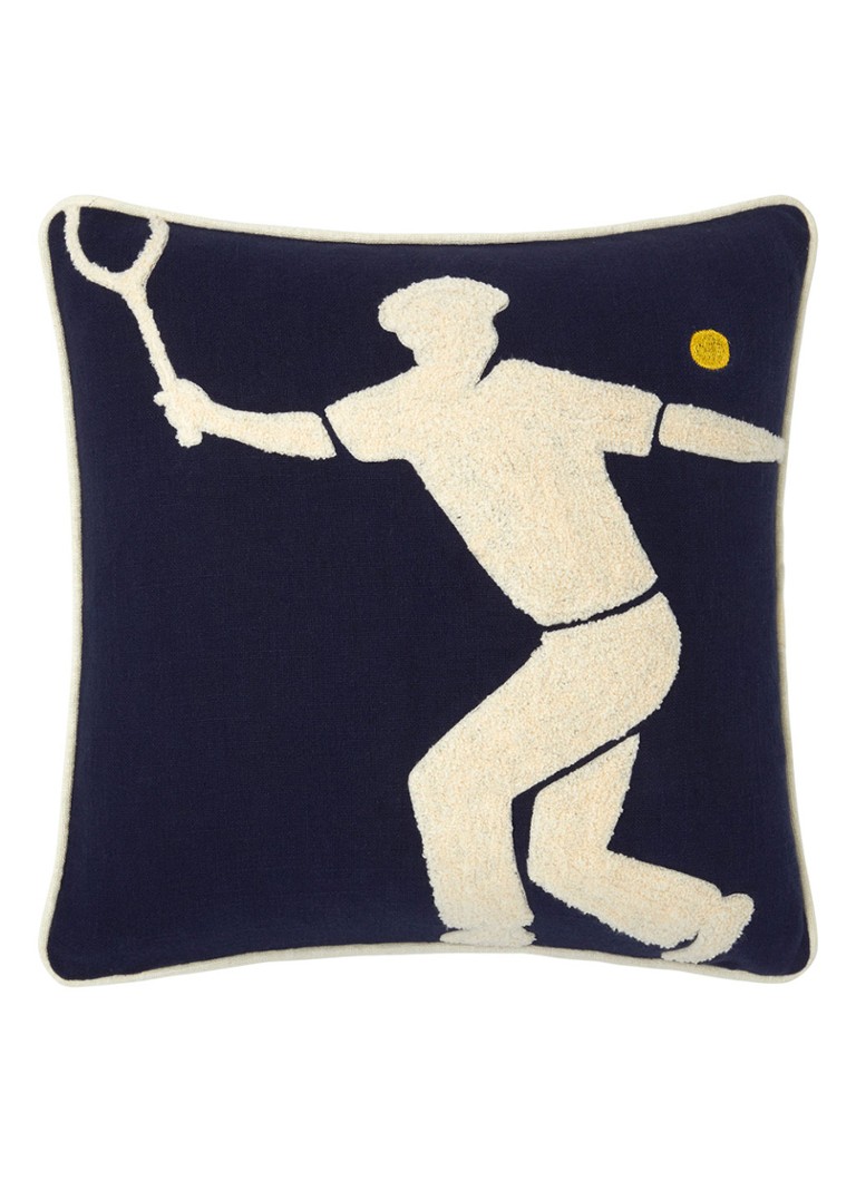 Lacoste L Player sierkussenhoes 45 x 45 cm Donkerblauw - Deal