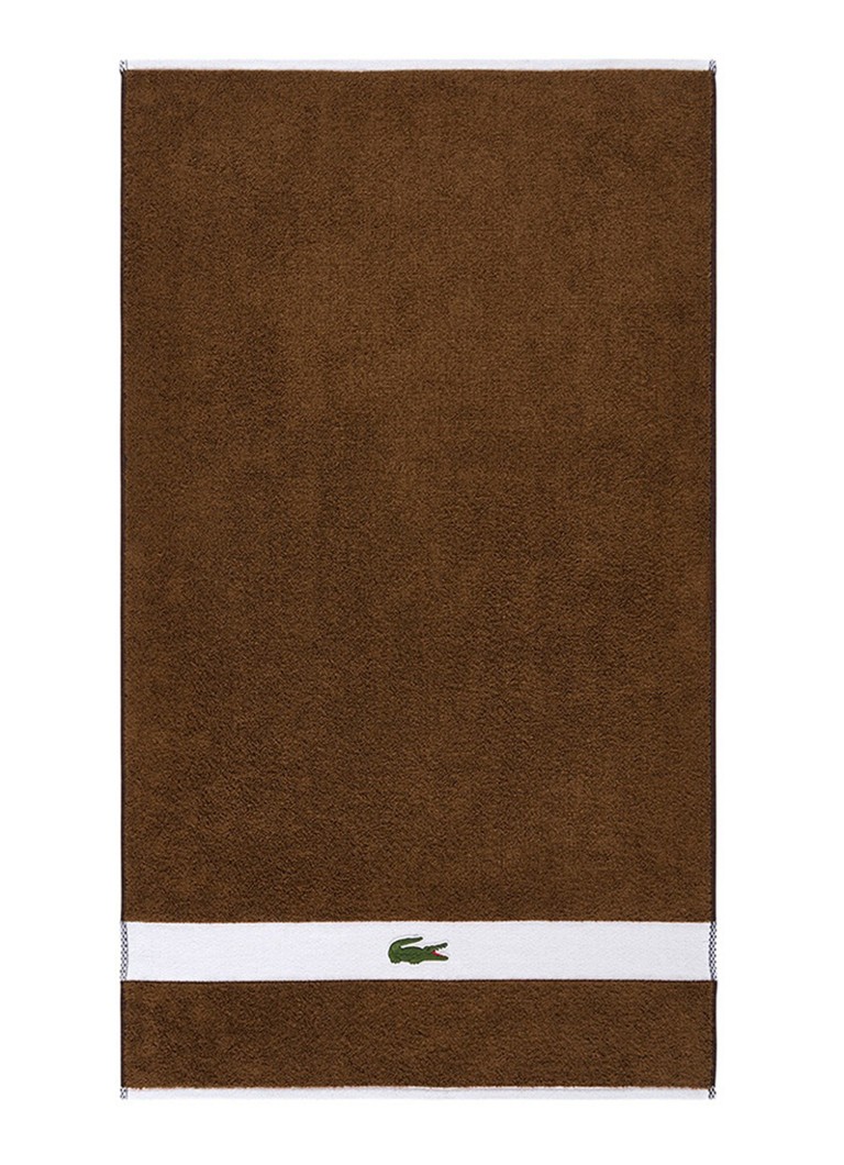 Lacoste L Casual badhanddoek - 450 gr/m² - 55 x 100 cm Hazelnootbruin - Deal