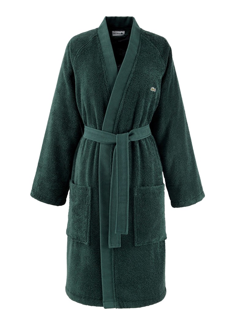 Lacoste Dames L Blason badjas met logoborduring in de kleur Bronsgroen