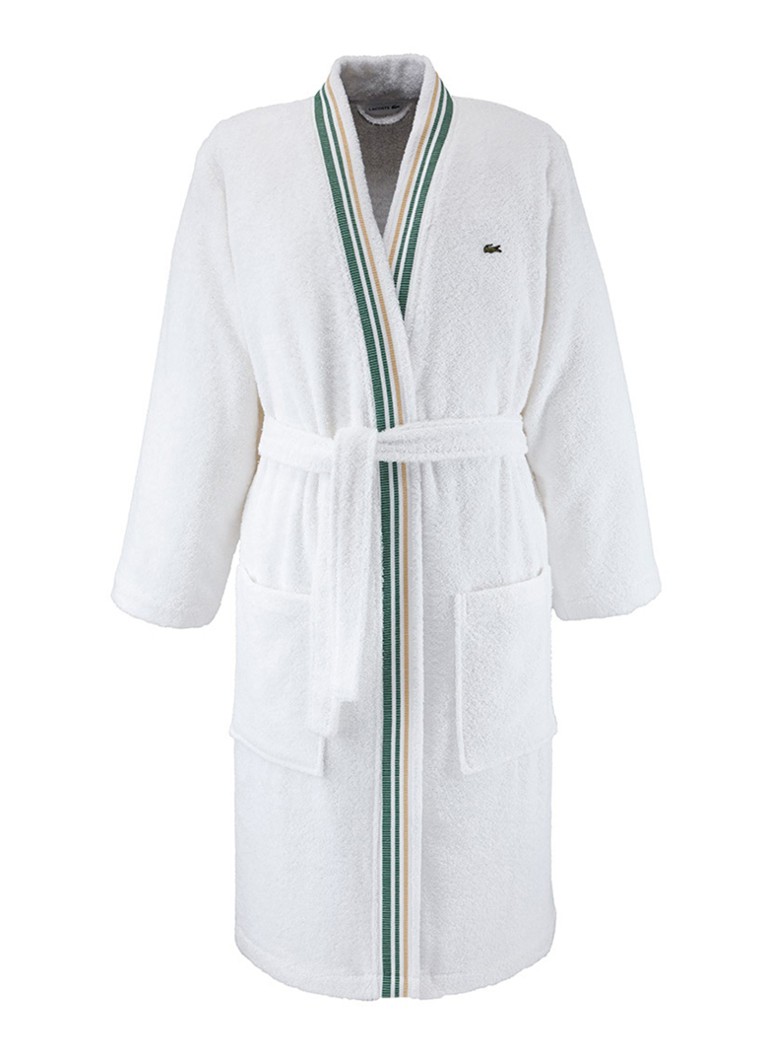 Lacoste Heren L Score badjas met logoborduring in de kleur Wit