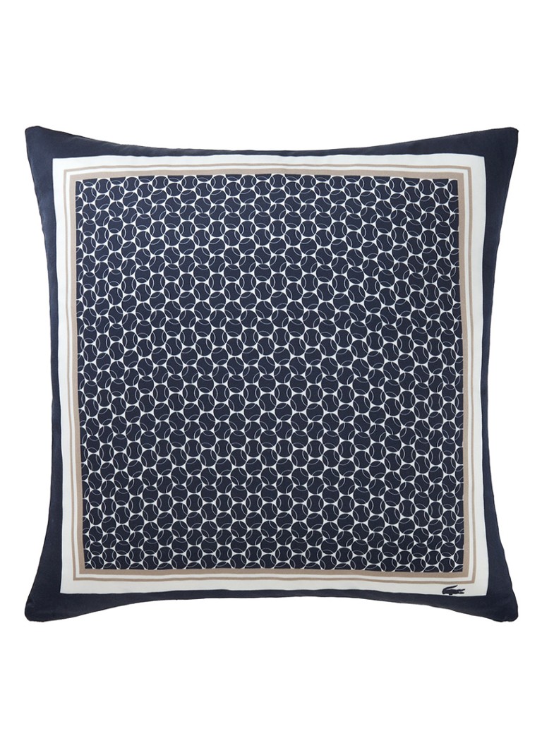Lacoste L Tennisball sierkussenhoes in zijdeblend 45 x 45 cm Donkerblauw - Deal
