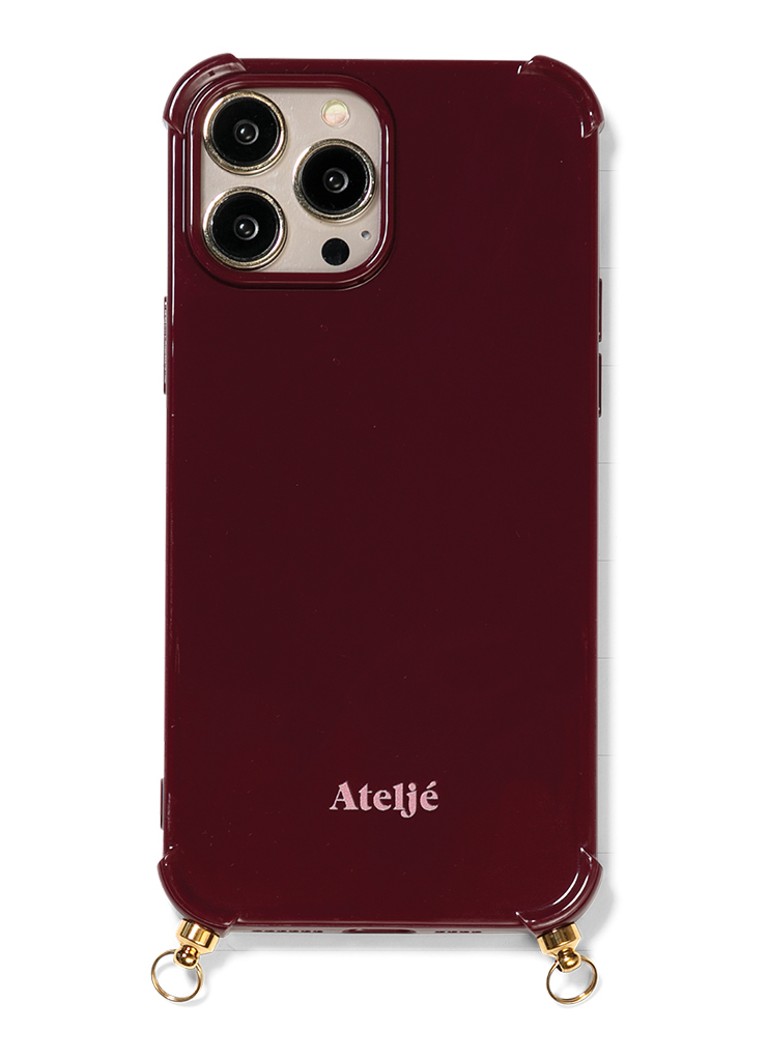 Ateljé Dames Telefoonhoes voor iPhone 14 Pro Max in de kleur Bordeauxrood, maat: 1maat