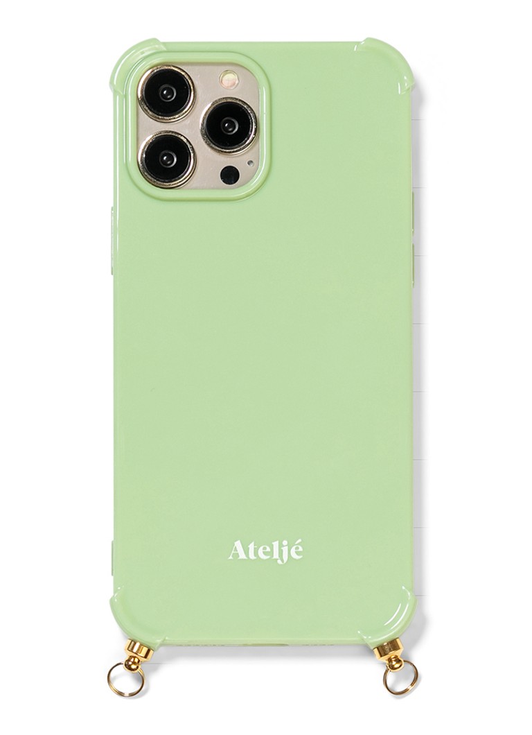 Ateljé Dames Telefoonhoes voor iPhone 16 Pro Max in de kleur Lichtgroen, maat: 1maat