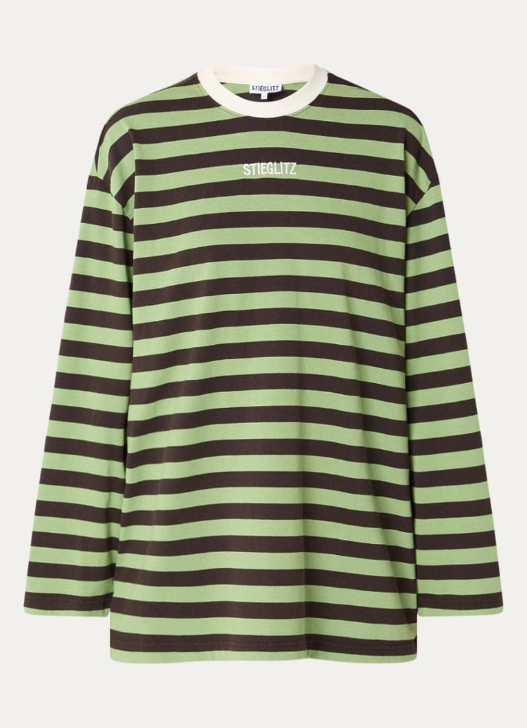 Stieglitz Dames Donna long sleeve met streepprint in de kleur Groen, maat: xl