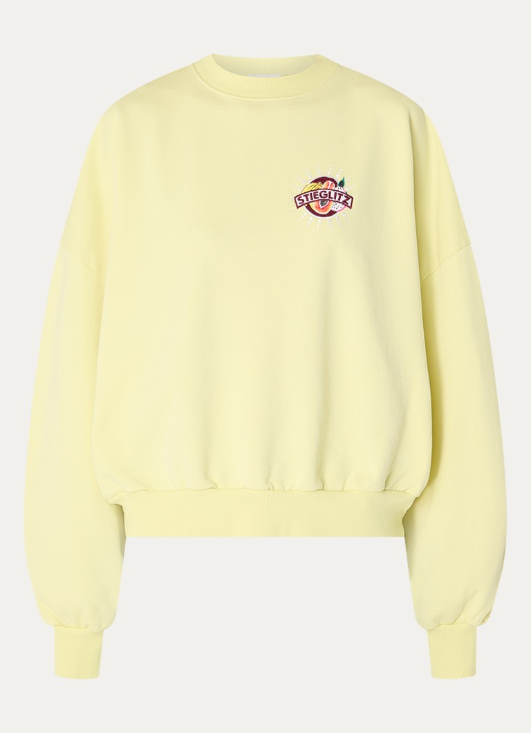 Stieglitz Dames Cindy sweater met logo- en backprint in de kleur Geel, maat: xs