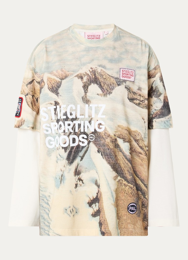 Stieglitz Dames Jacy longsleeve met print in de kleur Lichtblauw, maat: S