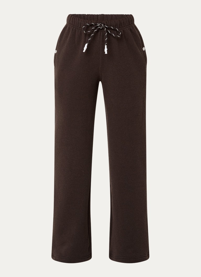 Stieglitz Dames Lola high waist straight fit joggingsbroek met steekzakken in de kleur Donkerbruin, maat: XS