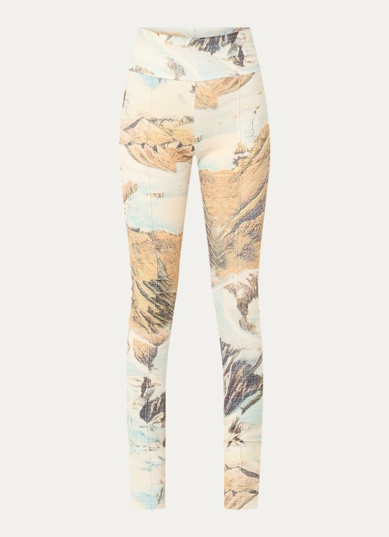 Stieglitz Dames High waist skinny fit legging met print in de kleur Lindegroen, maat: 40
