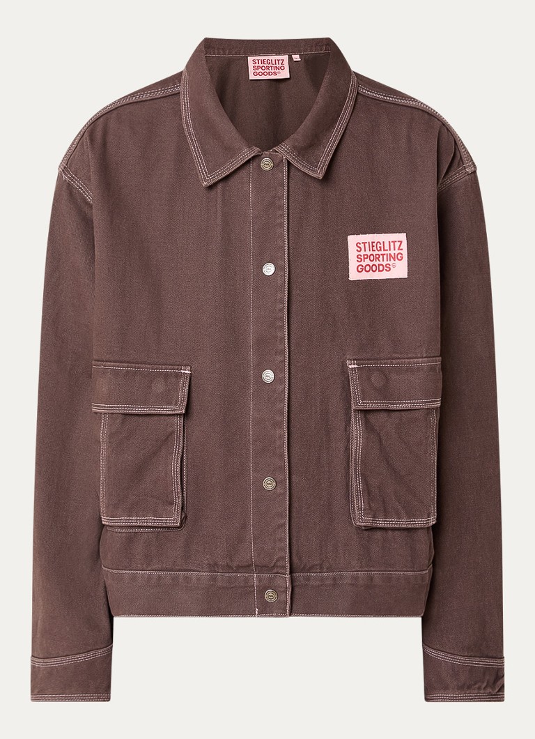 Stieglitz Dames Spijkerjas met opgestikte zakken en logoborduring in de kleur Donkerbruin, maat: XS
