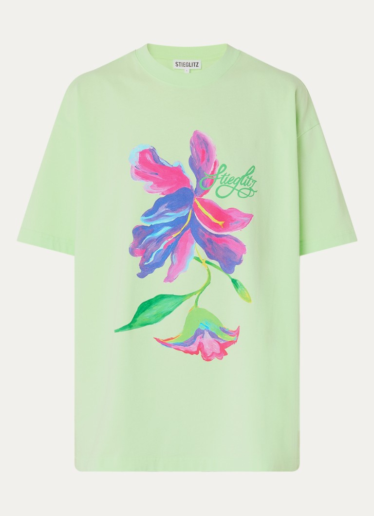 Stieglitz Dames Philo oversized T-shirt met logoprint in de kleur Lichtgroen, maat: m