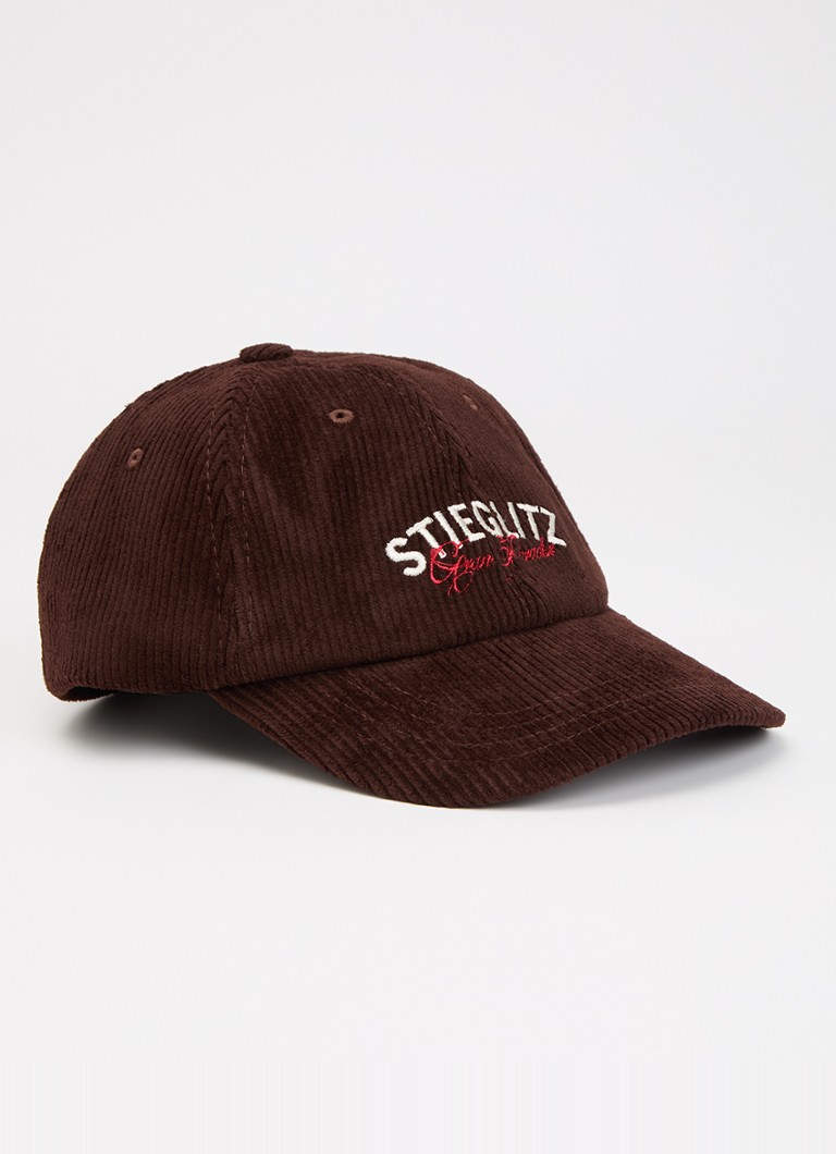 Stieglitz Dames Francisco pet van corduroy met logoborduring in de kleur Chocoladebruin, maat: One size