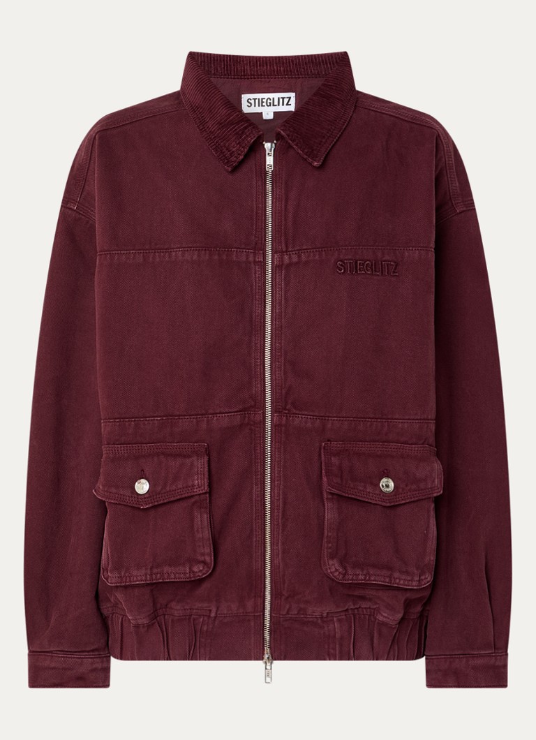 Stieglitz Dames Gianna jack van denim met klepazakken in de kleur Bordeauxrood, maat: s