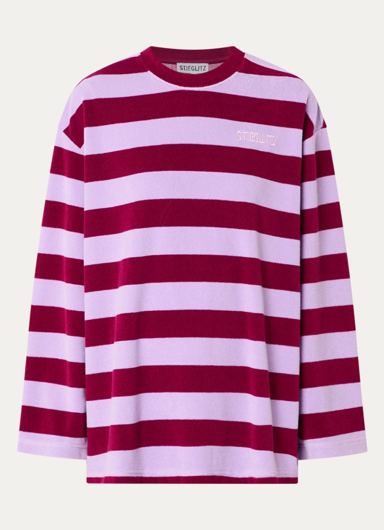 Stieglitz Dames Sellie Towel Skate longsleeve met streepprint in de kleur Paars, maat: l
