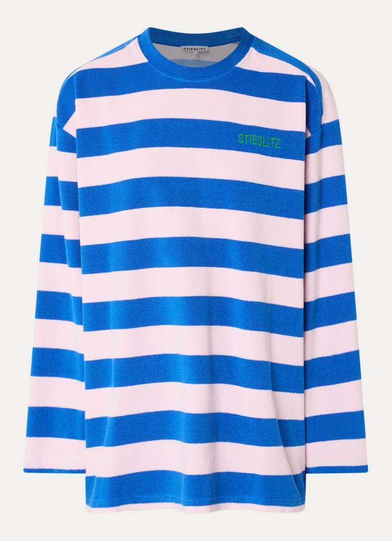 Stieglitz Dames Stina longsleeve met streepprint en logo in de kleur Blauw, maat: l