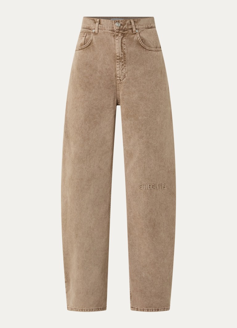 Stieglitz Dames Teresa high waist loose fit jeans met steekzakken in de kleur Bruin, maat: 40