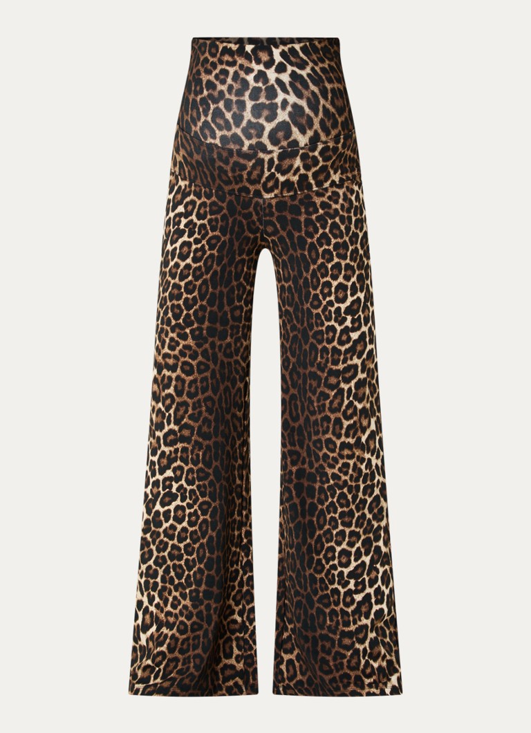 Stieglitz Dames Sabrina high waist flared fit zwangerschapsbroek met panterprint in de kleur Bruin, maat: 40