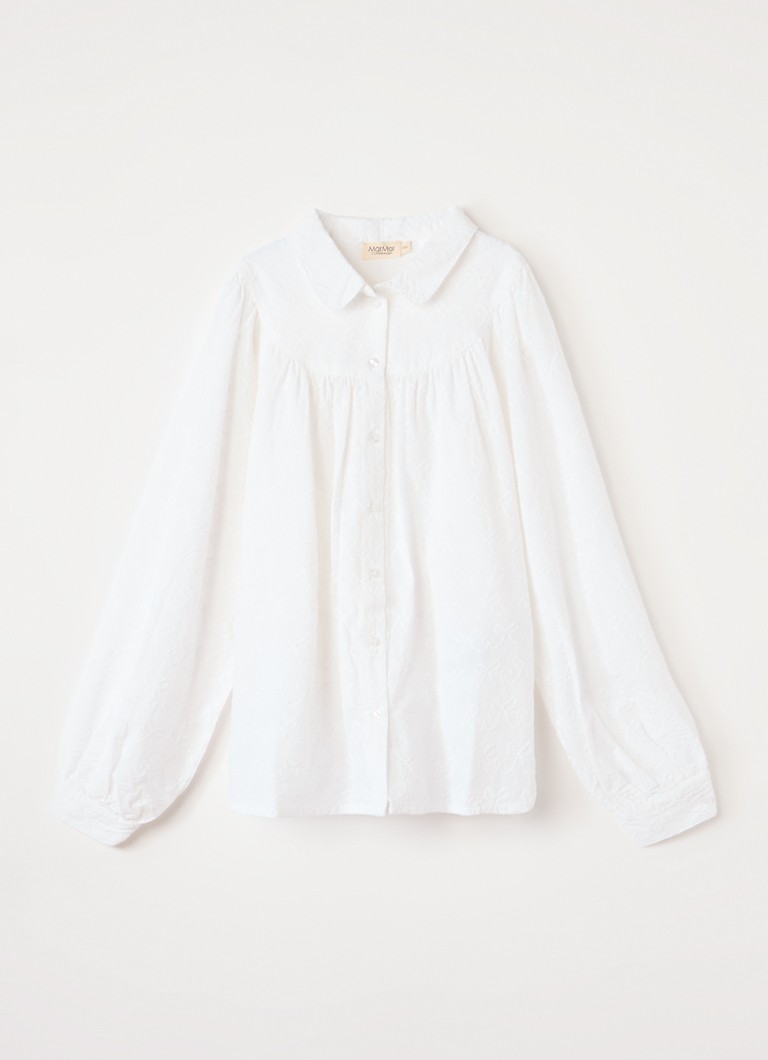 MarMar COPENHAGEN Meisjes Trissa blouse met borduring in de kleur Wit, maat: 128