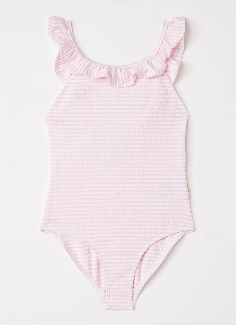 MarMar COPENHAGEN Meisjes Swilla badpak met streepprint in de kleur Roze, maat: 4-5Y=110