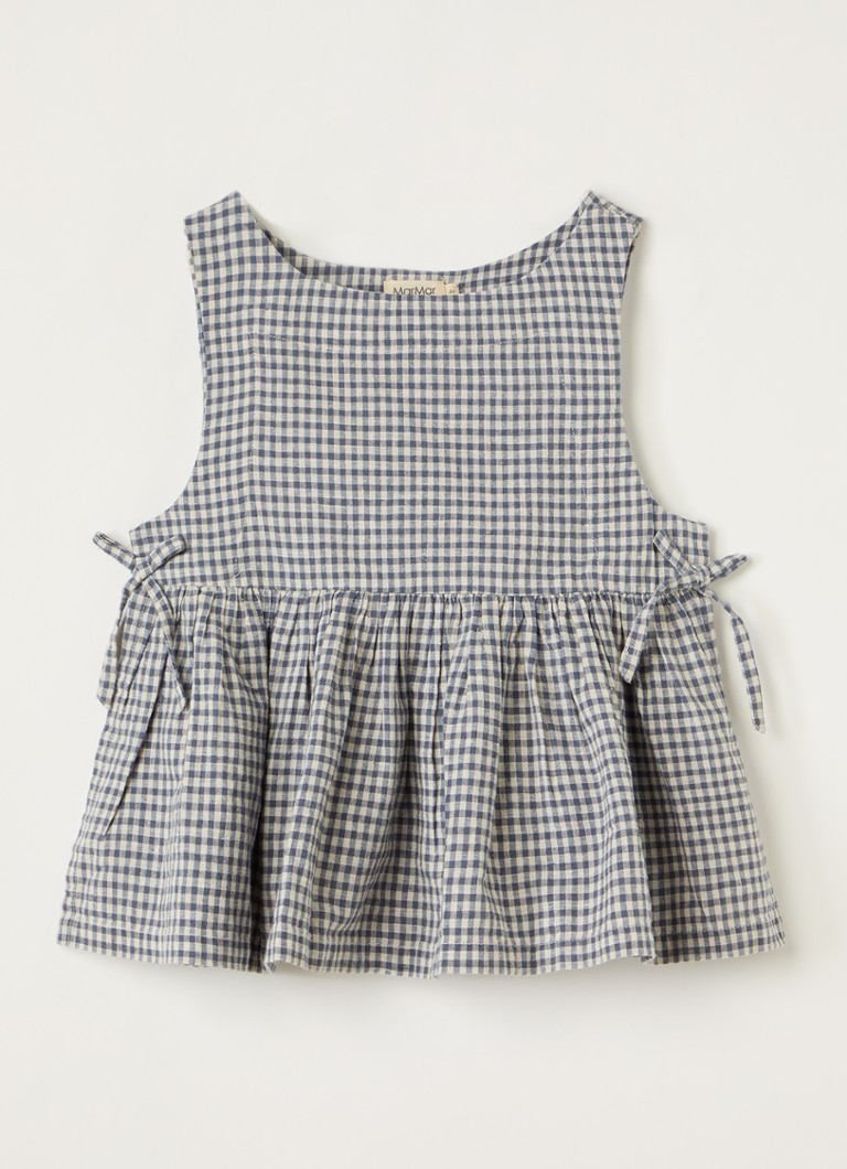 MarMar COPENHAGEN Meisjes Tarame top met ruitdessin in de kleur Donkerblauw, maat: 6Y=116