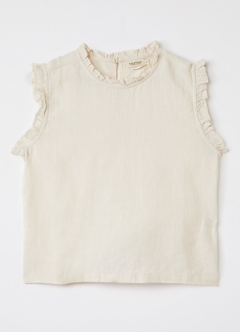 MarMar COPENHAGEN Meisjes Tirra top van linnen in de kleur Beige, maat: 10Y=140