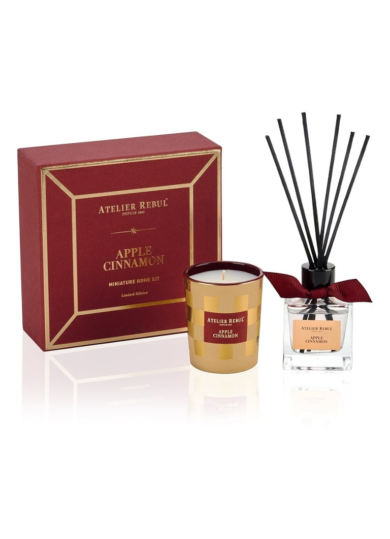 Atelier Rebul Apple Cinnamon Miniature Home geurstokjes en geurkaars in set Rood - Deal