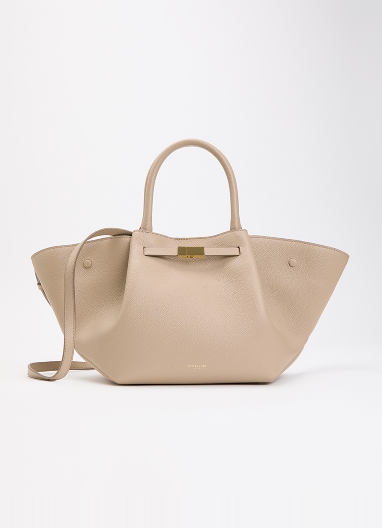 DeMellier Dames The Midi New York handtas van suède met afneembare schouderriem in de kleur Beige, maat: 1SZ