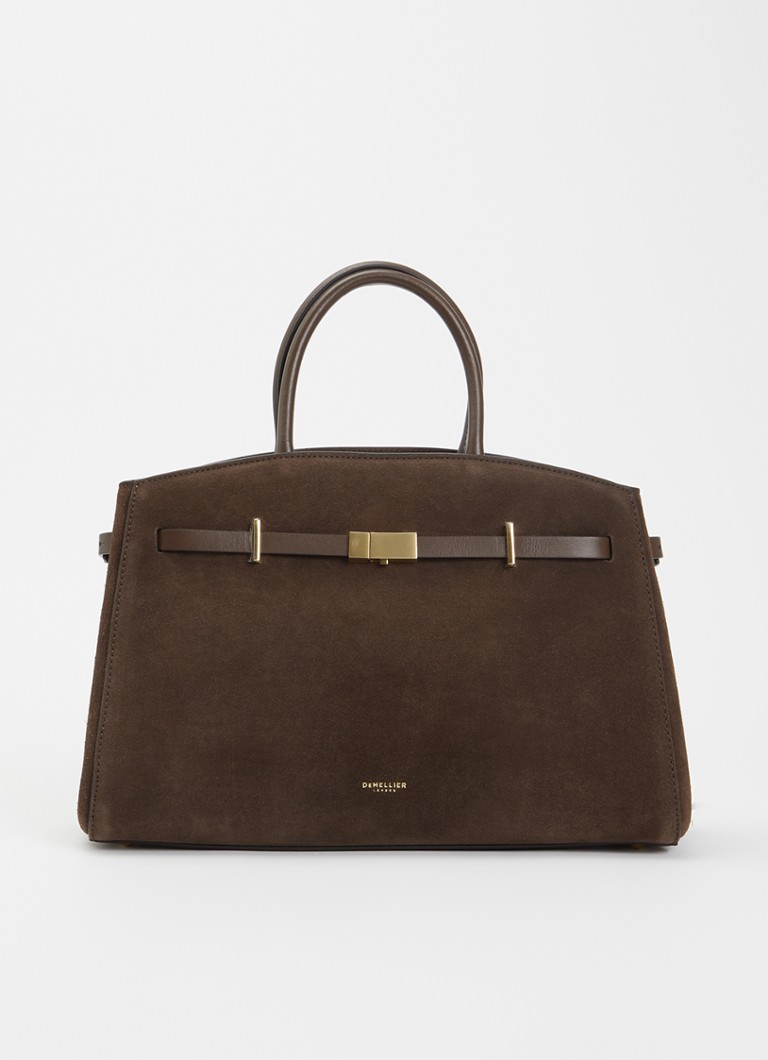 DeMellier Dames The small hudson handtas van suède met afneembare schouderriem in de kleur Bruin, maat: 1SZ