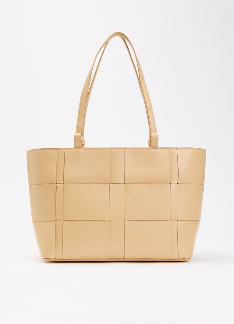 DeMellier Dames The Florence shopper van leer in de kleur Beige, maat: 1SZ