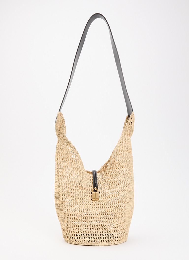 DeMellier Dames The Siena crossbodytas van raffia met details van leer in de kleur Beige, maat: 1SZ