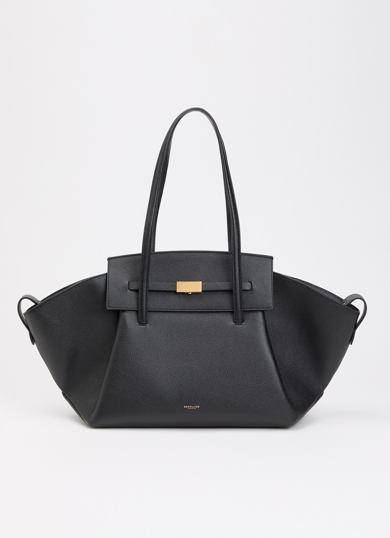 DeMellier Dames The Brooklyn schoudertas van leer in de kleur Zwart, maat: 1SZ