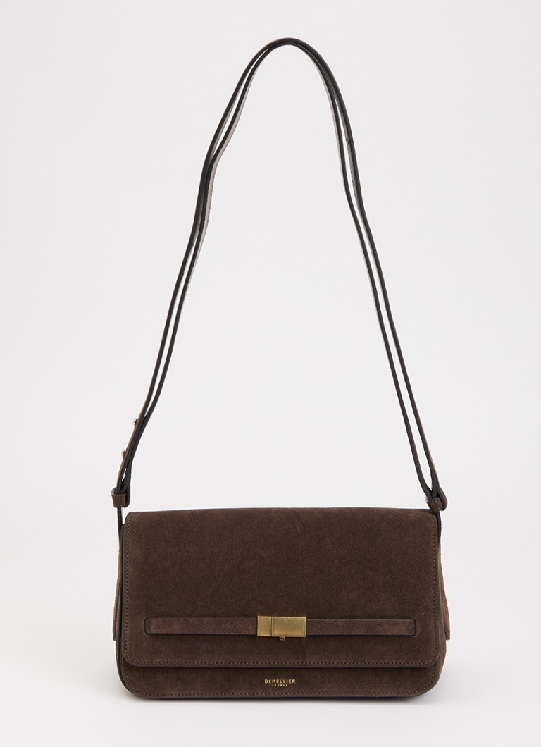 DeMellier Dames The New York crossbodytas van suède met verstelbare schouderriem in de kleur Kastanjebruin, maat: 1SZ
