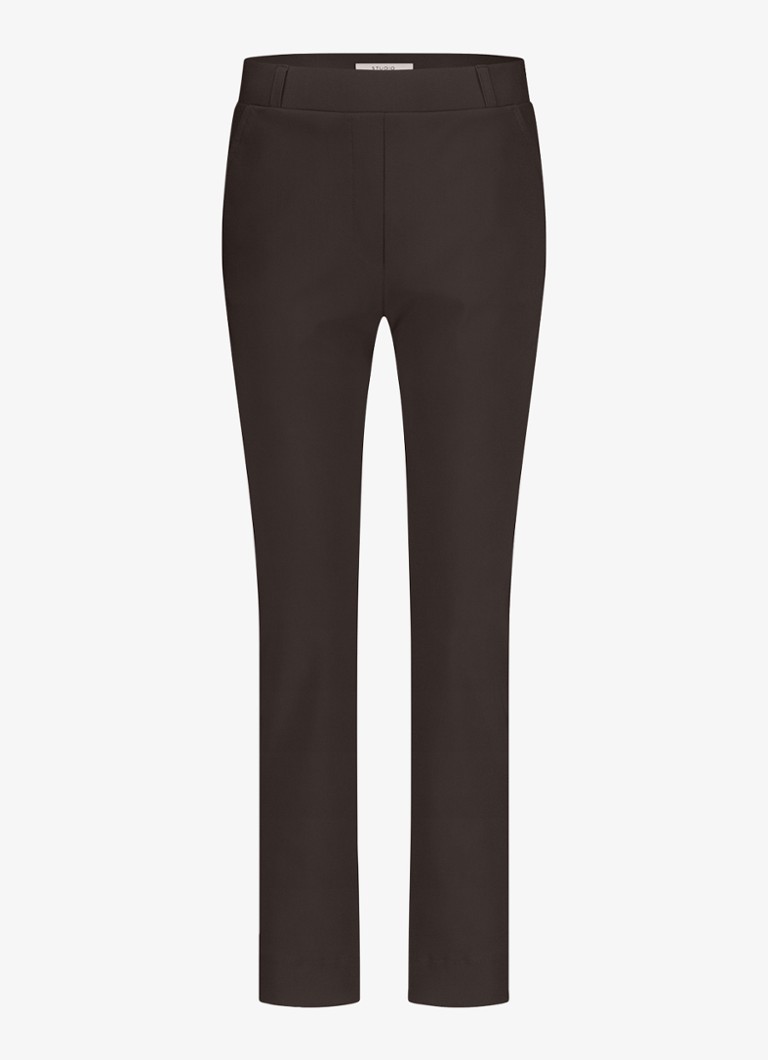 Studio Anneloes Dames High waist tapered fit pantalon met steekzakken in de kleur Bruin, maat: XL