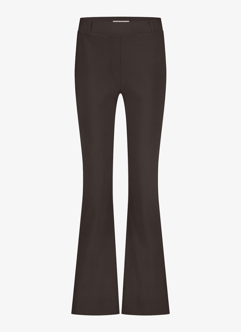 Studio Anneloes Dames Flair high waist slim fit pantalon met steekzakken in de kleur Bruin, maat: XS