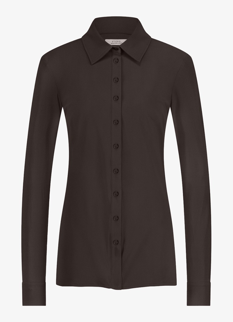 Studio Anneloes Dames Blouse met kraag in de kleur Bruin, maat: S