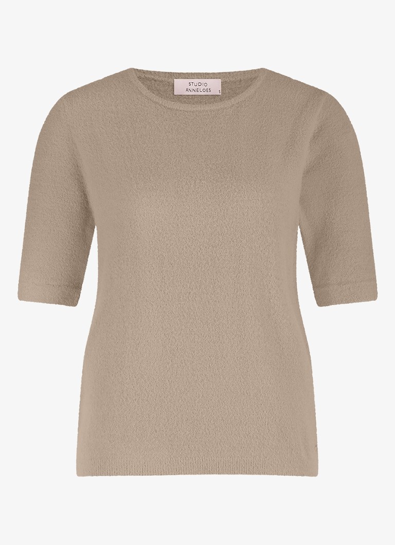 Studio Anneloes Dames Felica top met ronde hals in de kleur Lichtbruin, maat: M