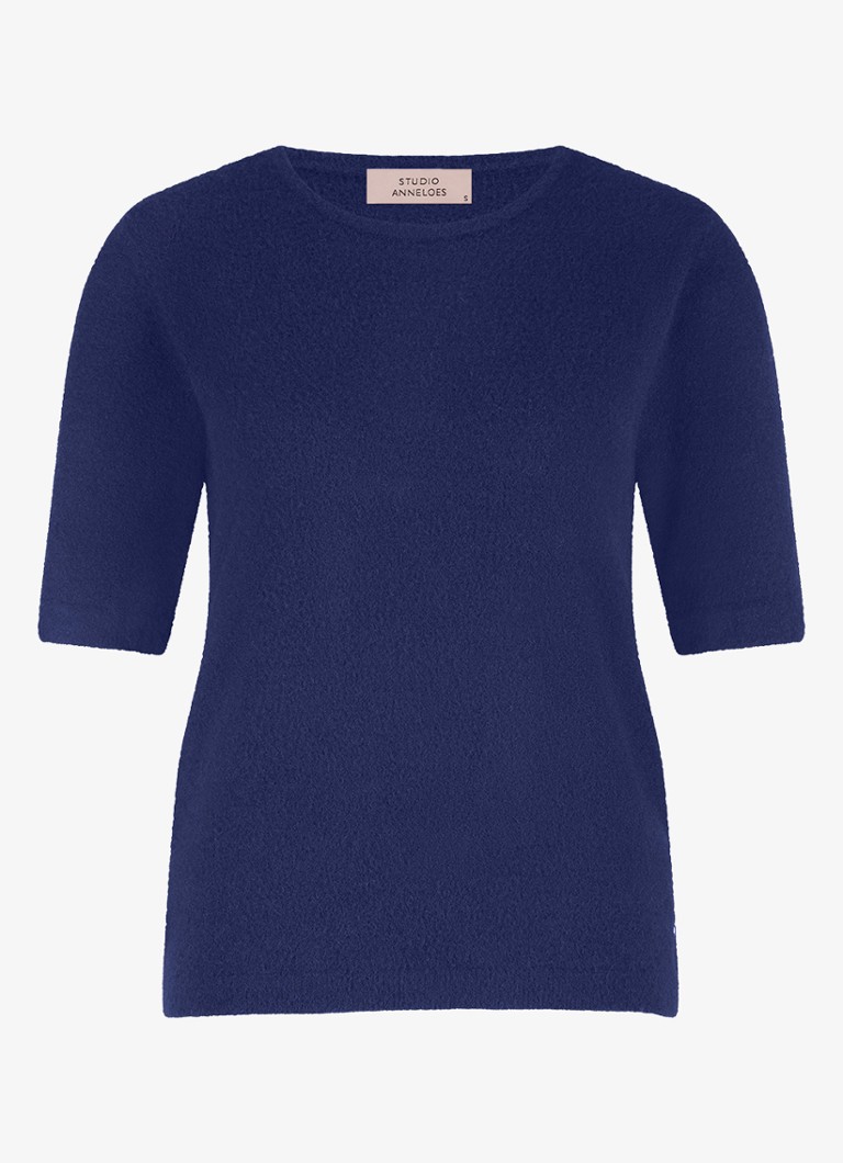 Studio Anneloes Dames Felica top met ronde hals in de kleur Donkerblauw, maat: S