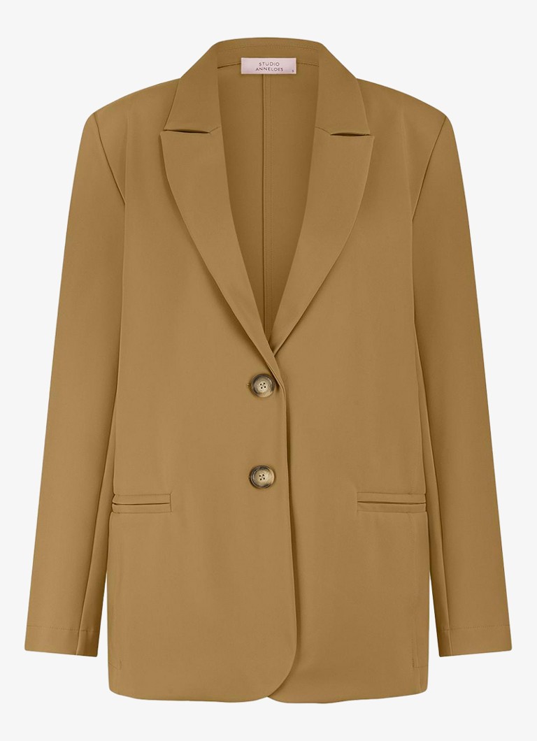 Studio Anneloes Dames Sofie blazer van travelstof met steekzakken in de kleur Lichtbruin, maat: S