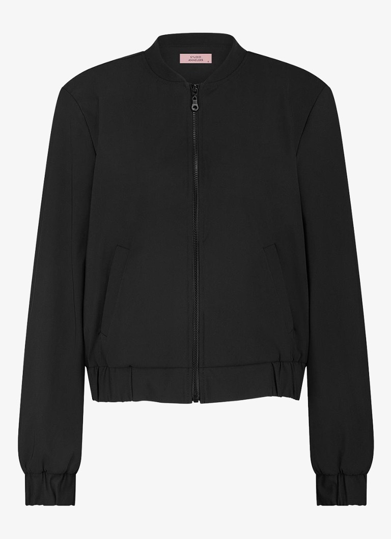 Studio Anneloes Dames Benja bomberjack met steekzakken in de kleur Zwart, maat: XS