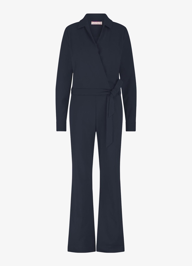 Studio Anneloes Dames Wide fit jumpsuit met strikceintuur in de kleur Blauw, maat: XL