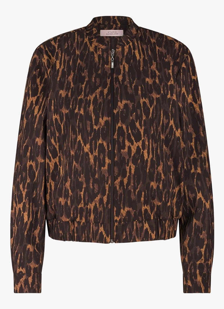 Studio Anneloes Dames Elliot bomberjack met dierenprint in de kleur Oranjebruin, maat: XS
