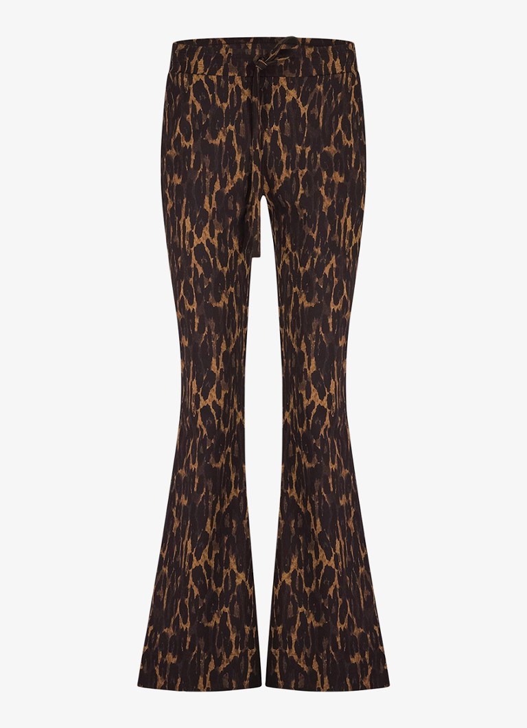 Studio Anneloes Dames Flair mid waist flared fit broek met dierenprint in de kleur Oranjebruin, maat: XL