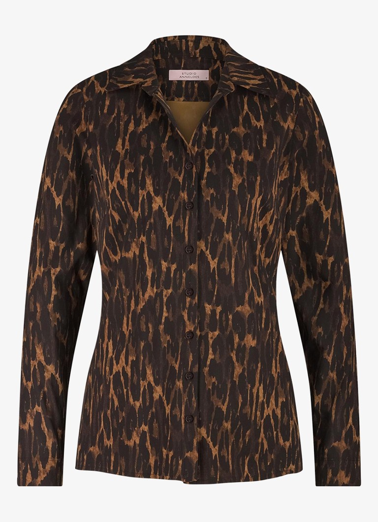 Studio Anneloes Dames Kenia blouse met dierenprint in de kleur Oranjebruin, maat: XL