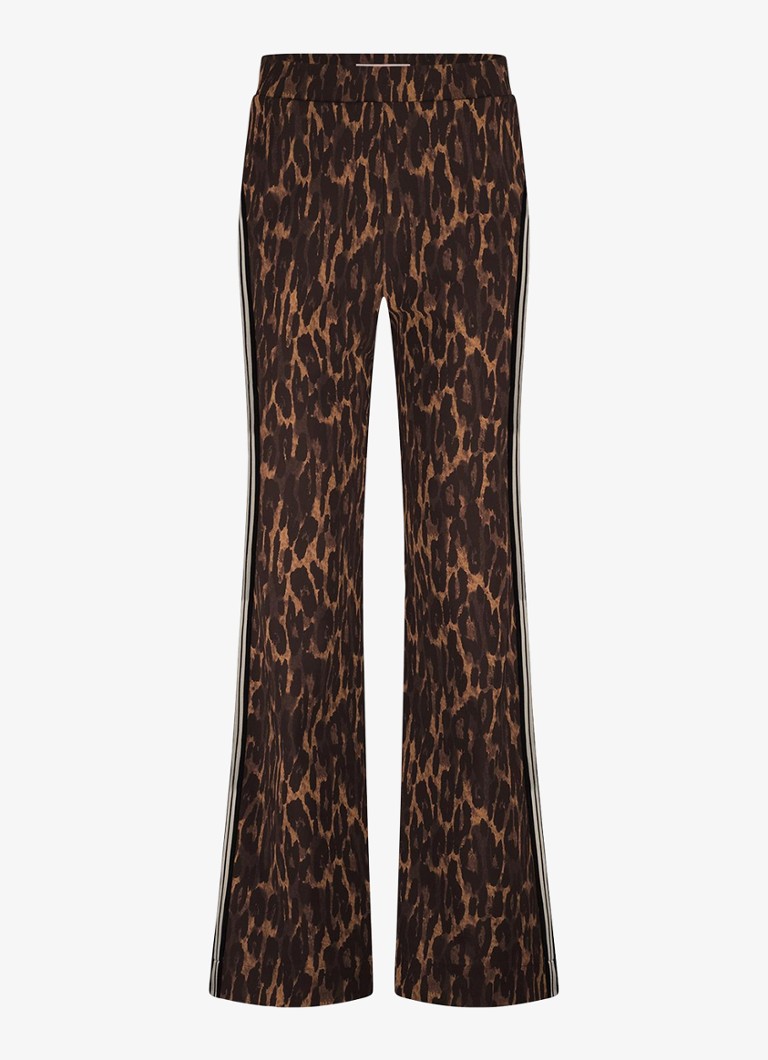 Studio Anneloes Dames Trainer high waist wide fit pantalon met dierenprint in de kleur Oranjebruin, maat: XL