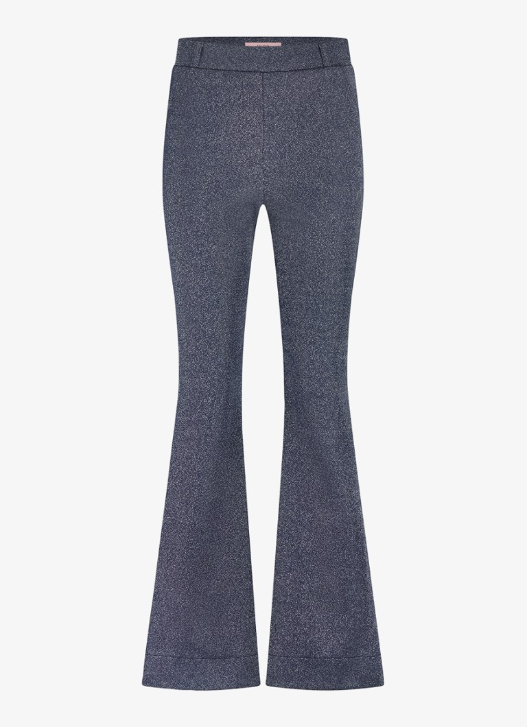 Studio Anneloes Dames High waist loose fit pantalon met lurex in de kleur Blauwgrijs, maat: XXL