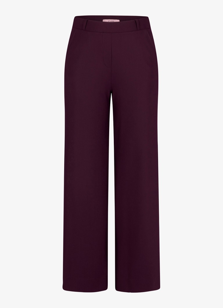 Studio Anneloes Dames Lexie high waist wide fit pantalon met steekzakken in de kleur Bruin, maat: S