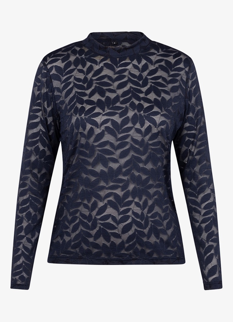Studio Anneloes Dames Reagan longsleeve van kant in de kleur Donkerblauw, maat: S