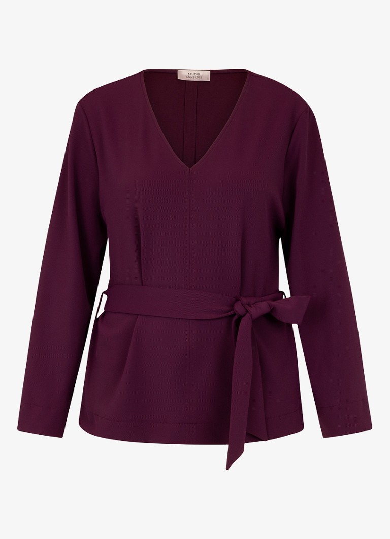 Studio Anneloes Dames Vesper top met strikceintuur in de kleur Paars, maat: XS