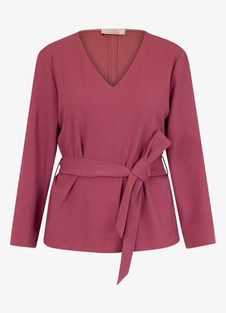 Studio Anneloes Dames Vesper top met strikceintuur in de kleur Roze, maat: XL