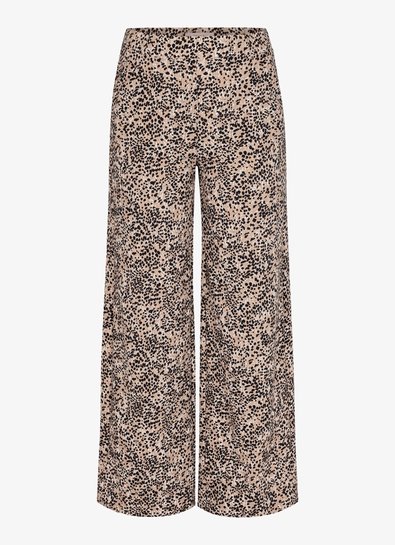 Studio Anneloes Dames Lexie high waist wide fit broek met print in de kleur Zwart, maat: XL